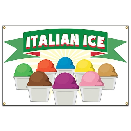 Signmission Italian Ice Banner Heavy Duty 13 Oz Vinyl with Grommets Single Sided B-60 Italian Ice